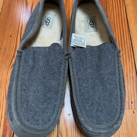 UGG Mens Alder Suede Wool Moccasin Slippers - Picture 1 of 10